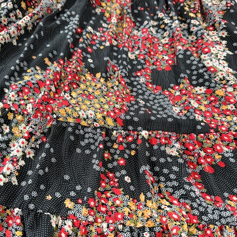 American Rag Dress Womens Large Black Floral Tiered Boho Spaghetti Strap Flowy - Picture 3 of 8
